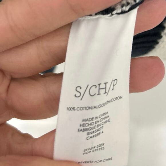 Cabi Whistle Navy Blue & White Striped Long Line Cardigan Sweater Small Coastal - Picture 10 of 11